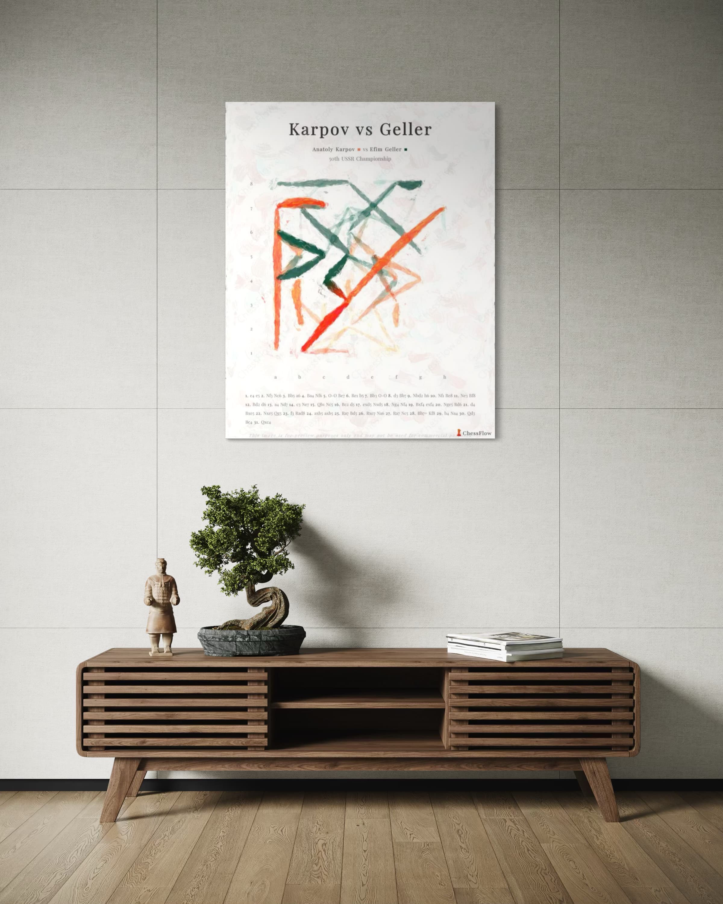 Chess game transformed into abstract art