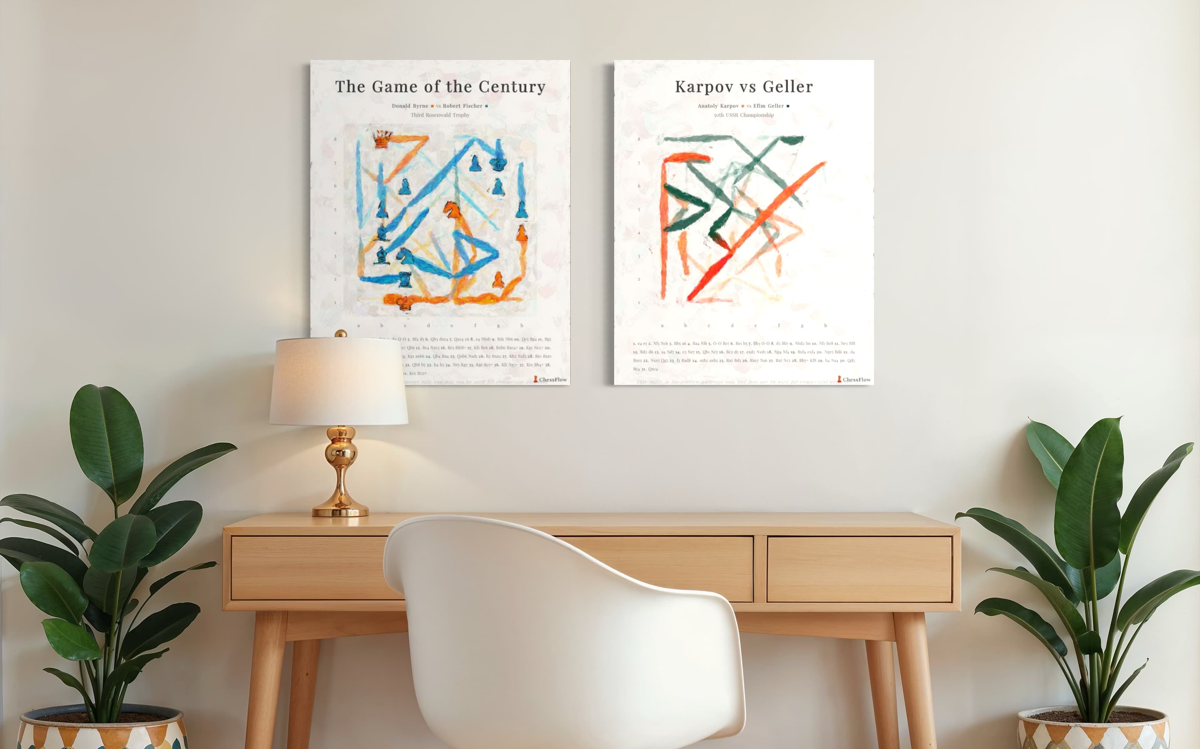Chess game transformed into abstract art